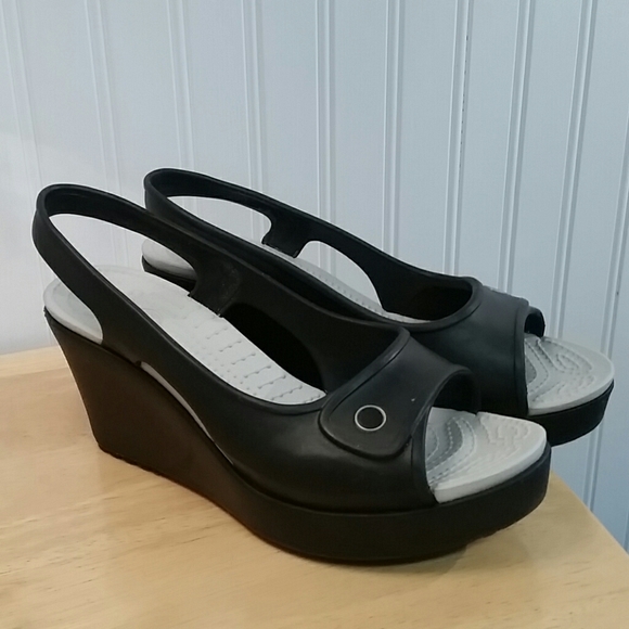 CROCS Shoes - CROCS Black Wedge Sandals
